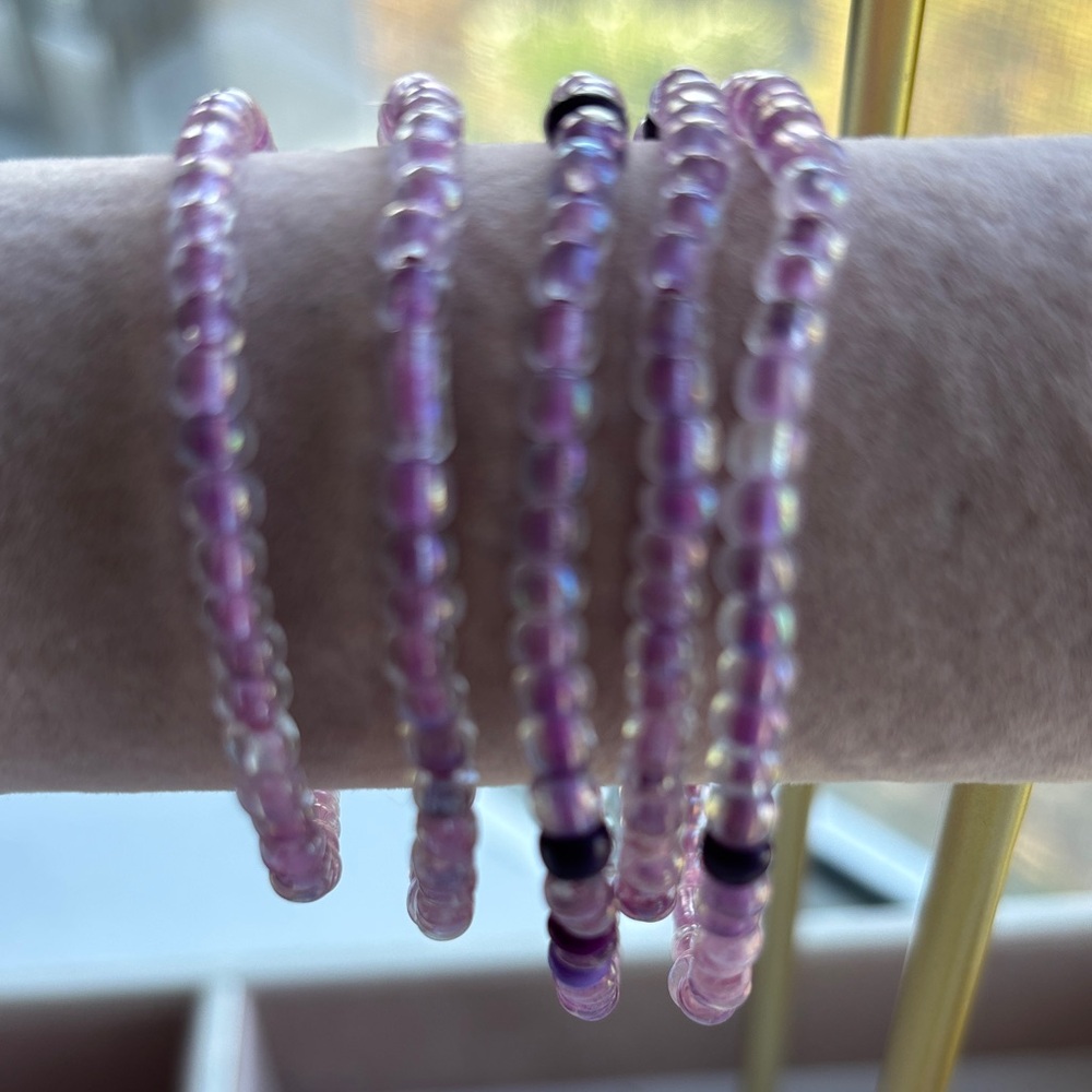 Elegant Purple Beaded Bracelet Set